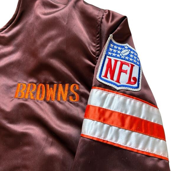 Cleveland Browns NFL Cut Tag Satin Jacket Men’s Medium Cookie - Picture 3 of 6